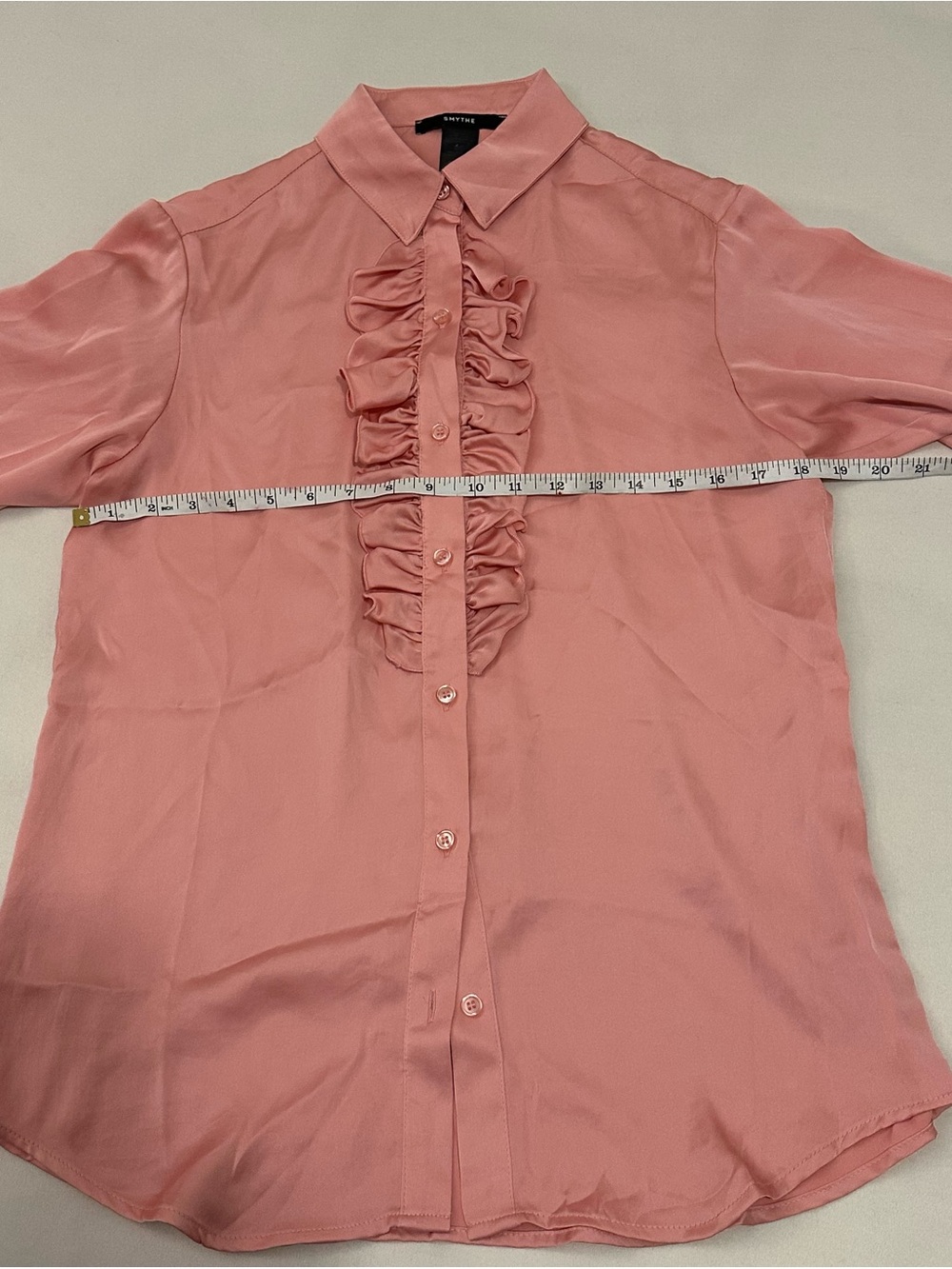 Smythe Tuxedo Blouse, Rose Pink, sz Small - Picture 7 of 7